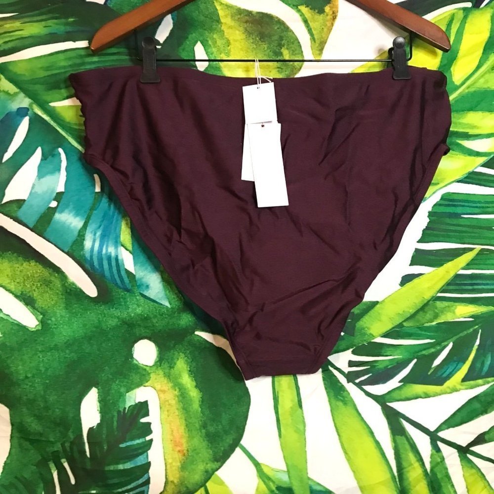 NWT $40 LYSA 2X Side Tie Dark Red Hipster Tummy Control Brief Bikini Bottom